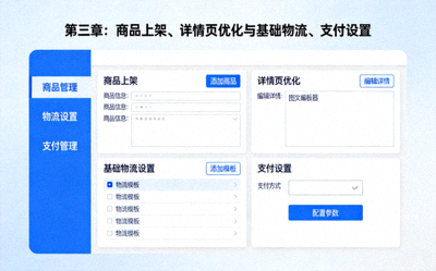 第三章：商品上架、详情页优化与基础物流、支付设置的后台操作界面概览